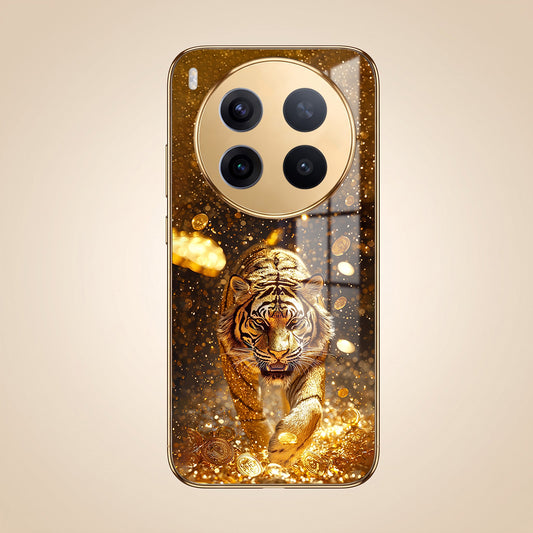 Vivo X300 Pro 5G Luxury Tiger Gold Electroplated Glass Phone Back Case