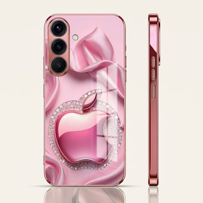 Samsung Galaxy A56 5G Luxury Apple Logo Pink Electroplated Glass Phone Back Case