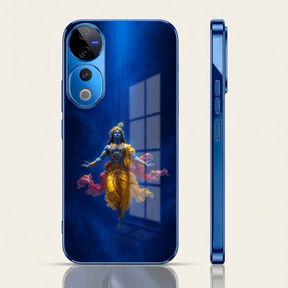 Vivo V40 Pro 5G Lord Krishna Blue Electroplated Glass Phone Back Case