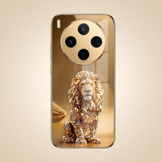 Vivo X300 5G Luxury Lion Gold Electroplated Glass Phone Back Case