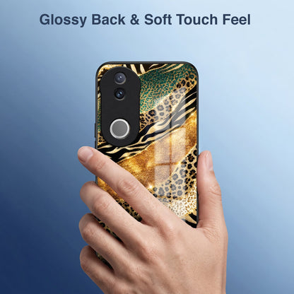 Vivo V50 5G Golden Leopard Acrylic Glass Back Case