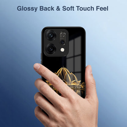 Oppo Reno 14 5G Premium Acrylic Shockproof Glass Back Case (Golden Lotus)