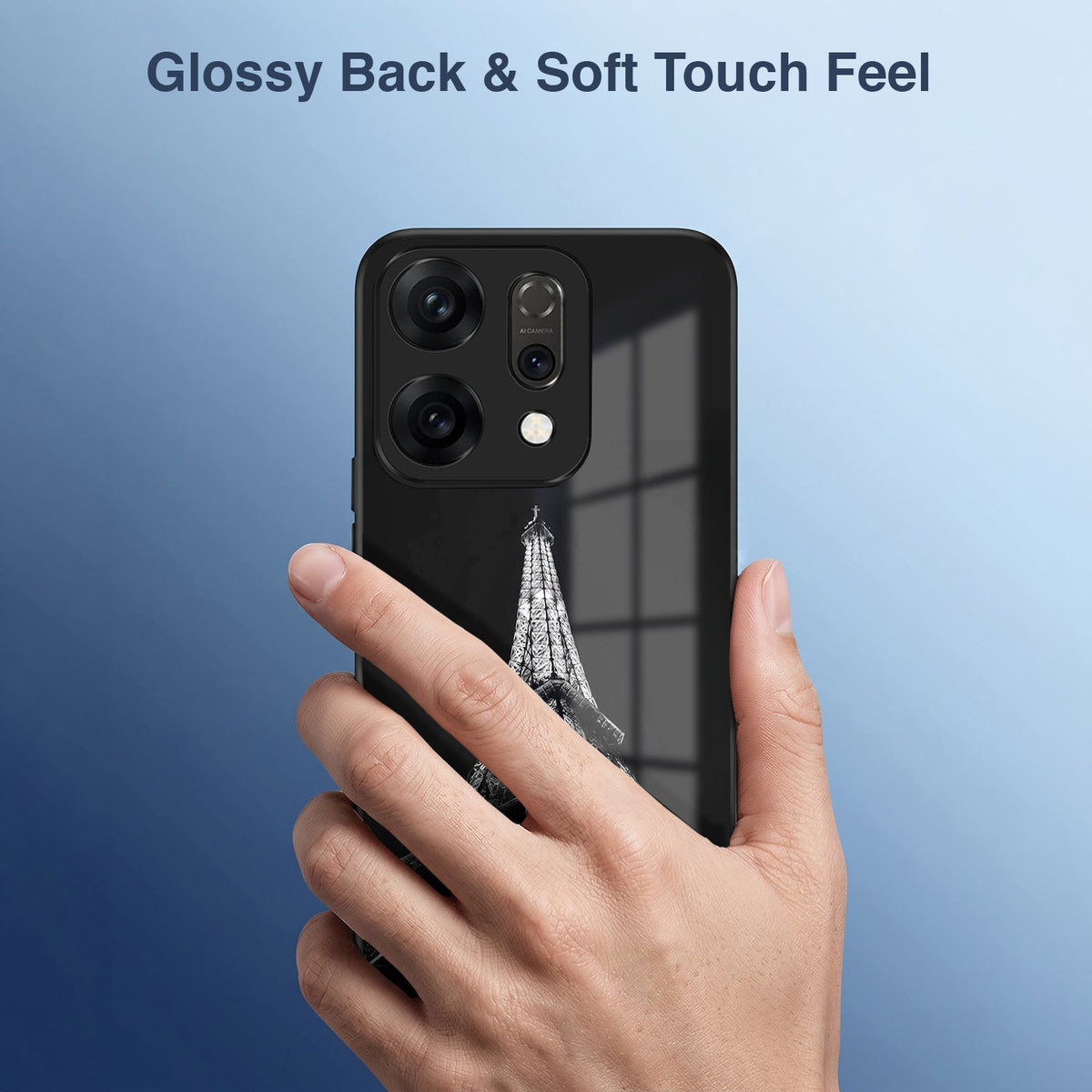 Oppo Reno 14 5G Premium Acrylic Shockproof Glass Back Case (Eiffel Tower)
