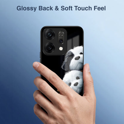Oppo Reno 14 5G Premium Acrylic Shockproof Glass Back Case (Fluffy Puppies)