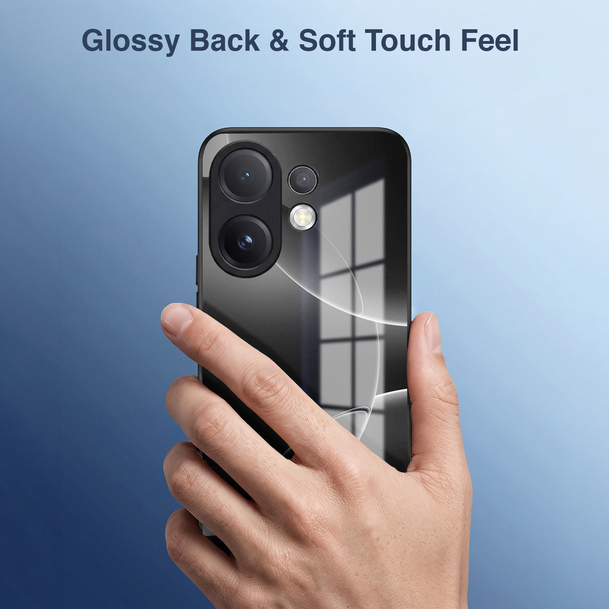 Vivo V60 5G Premium Acrylic Shockproof Glass Back Case (Black Wave)