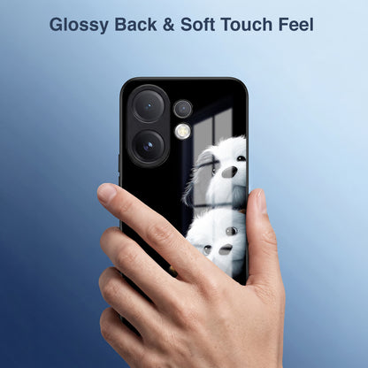 Vivo V60 5G Premium Acrylic Shockproof Glass Back Case (Fluffy Puppies)