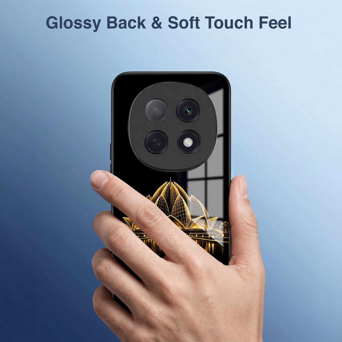 Oppo F29 Pro 5G Premium Acrylic Shockproof Glass Back Case (Golden Lotus)