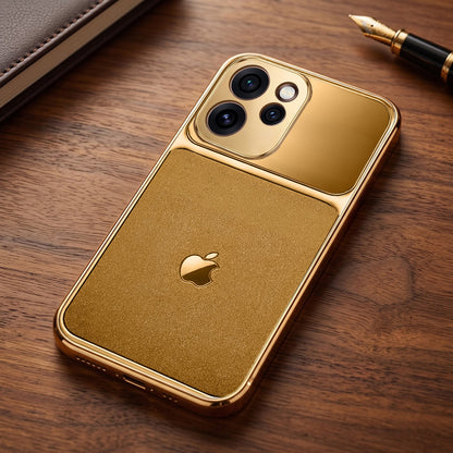 Oppo Reno 15 Pro Mini 5G Royal Touch Apple Gold Electroplated Glass Phone Back Case