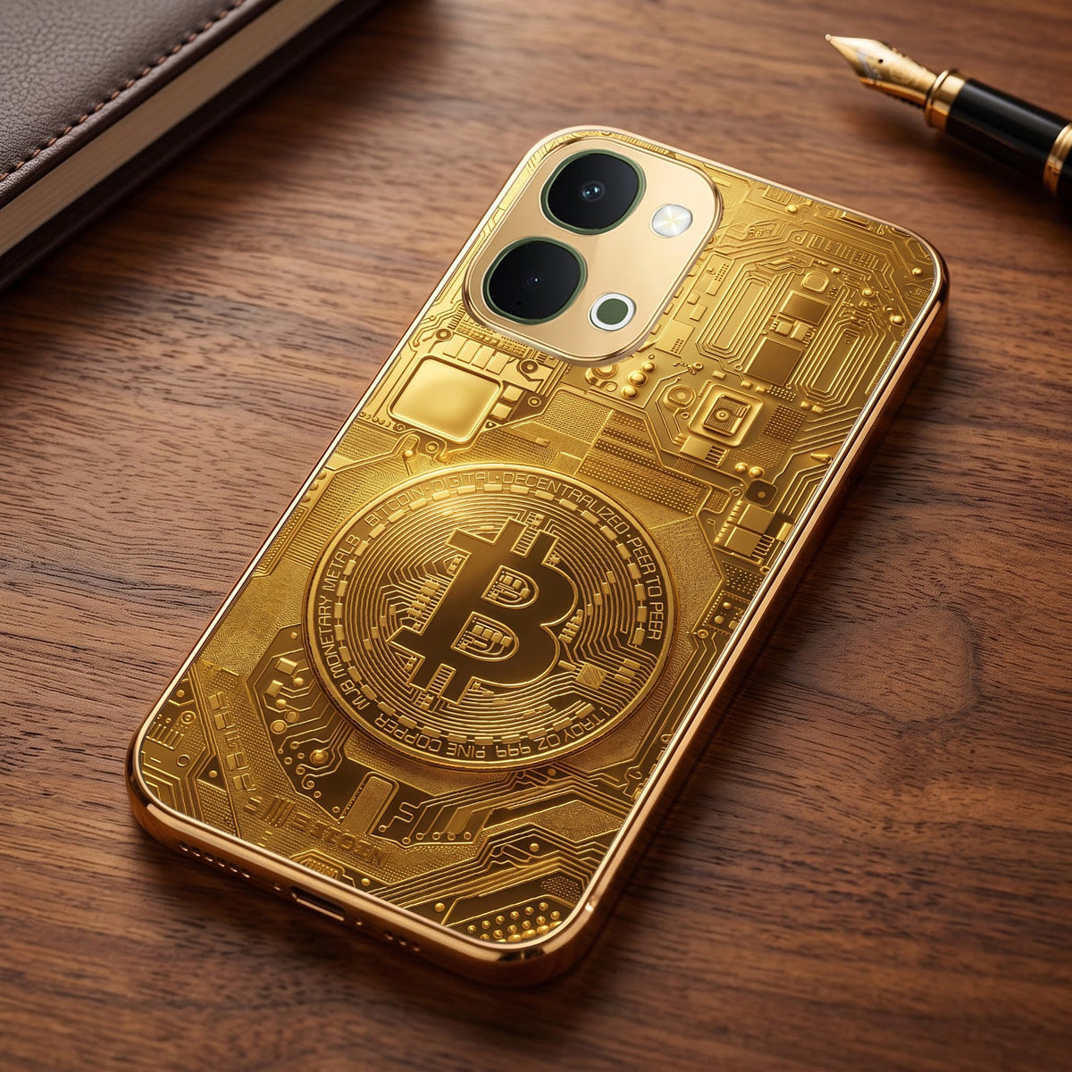 Vivo Y51 Pro 5G Bitcoin Gold Electroplated Glass Phone Back Case