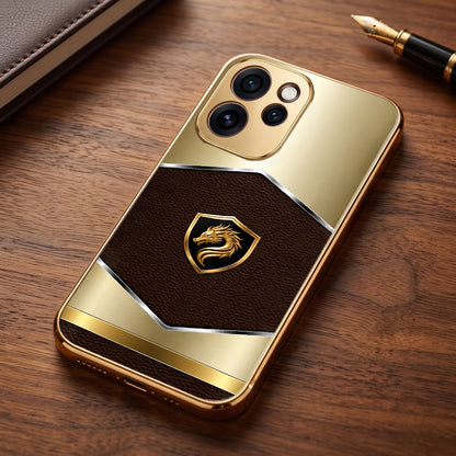 Oppo Reno 15 Pro Mini 5G Dragon Crest Gold Electroplated Glass Phone Back Case