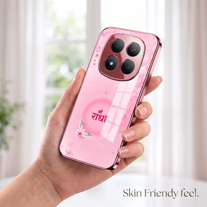 Redmi Note 15 Pro+ 5G Luxury Shree Radha Pink Electroplated Glass Phone Back Case
