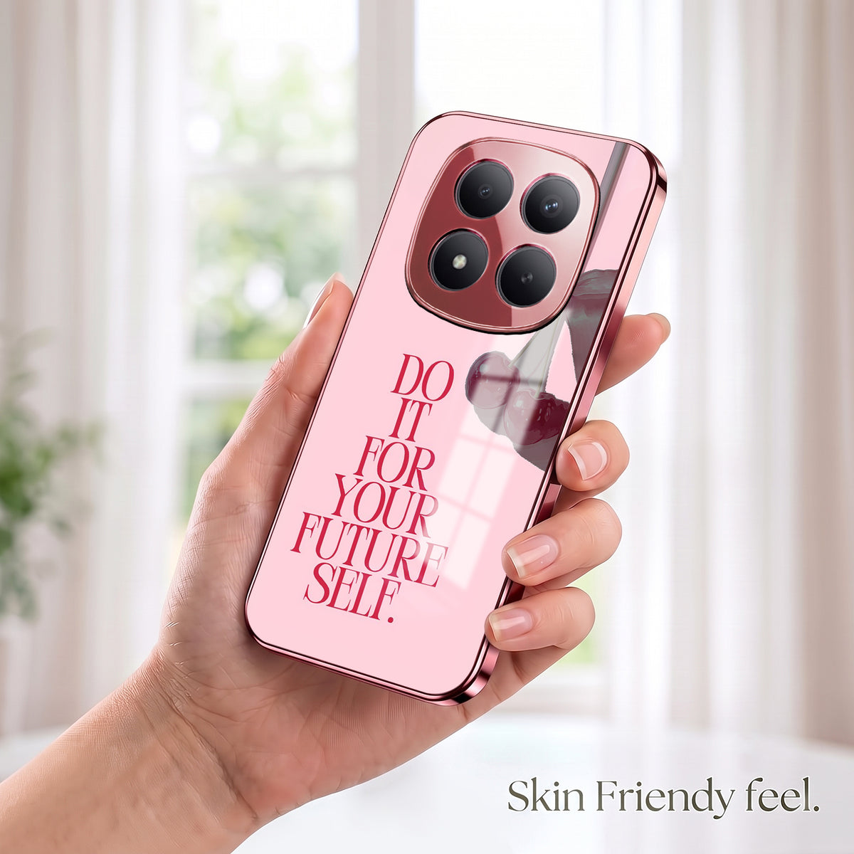 Redmi Note 15 Pro+ 5G Future Self Pink Electroplated Glass Phone Back Case