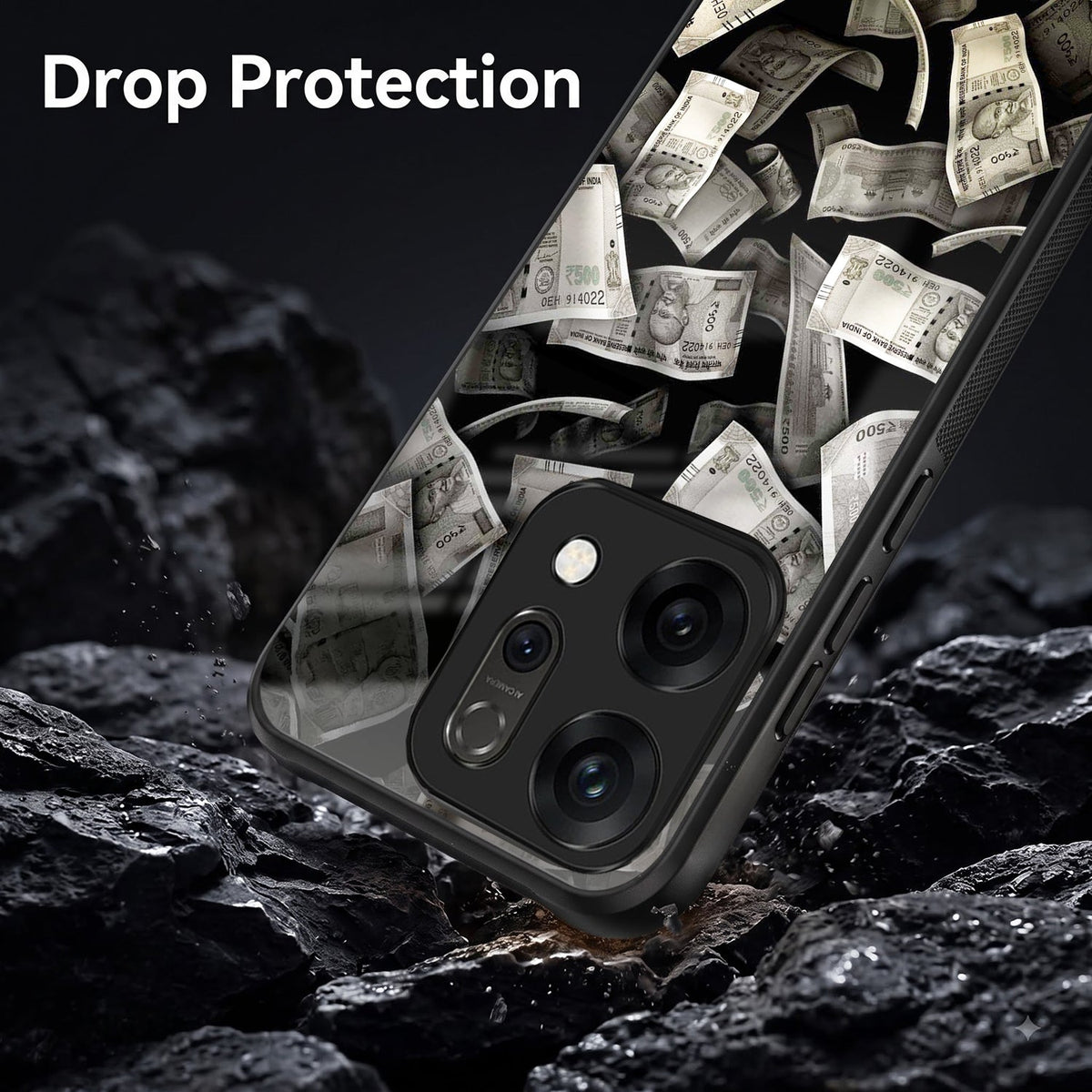 Oppo Reno 14 5G Premium Acrylic Shockproof Glass Back Case (Money Magnet)