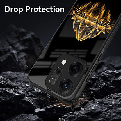 Oppo Reno 14 5G Premium Acrylic Shockproof Glass Back Case (Golden Lotus)