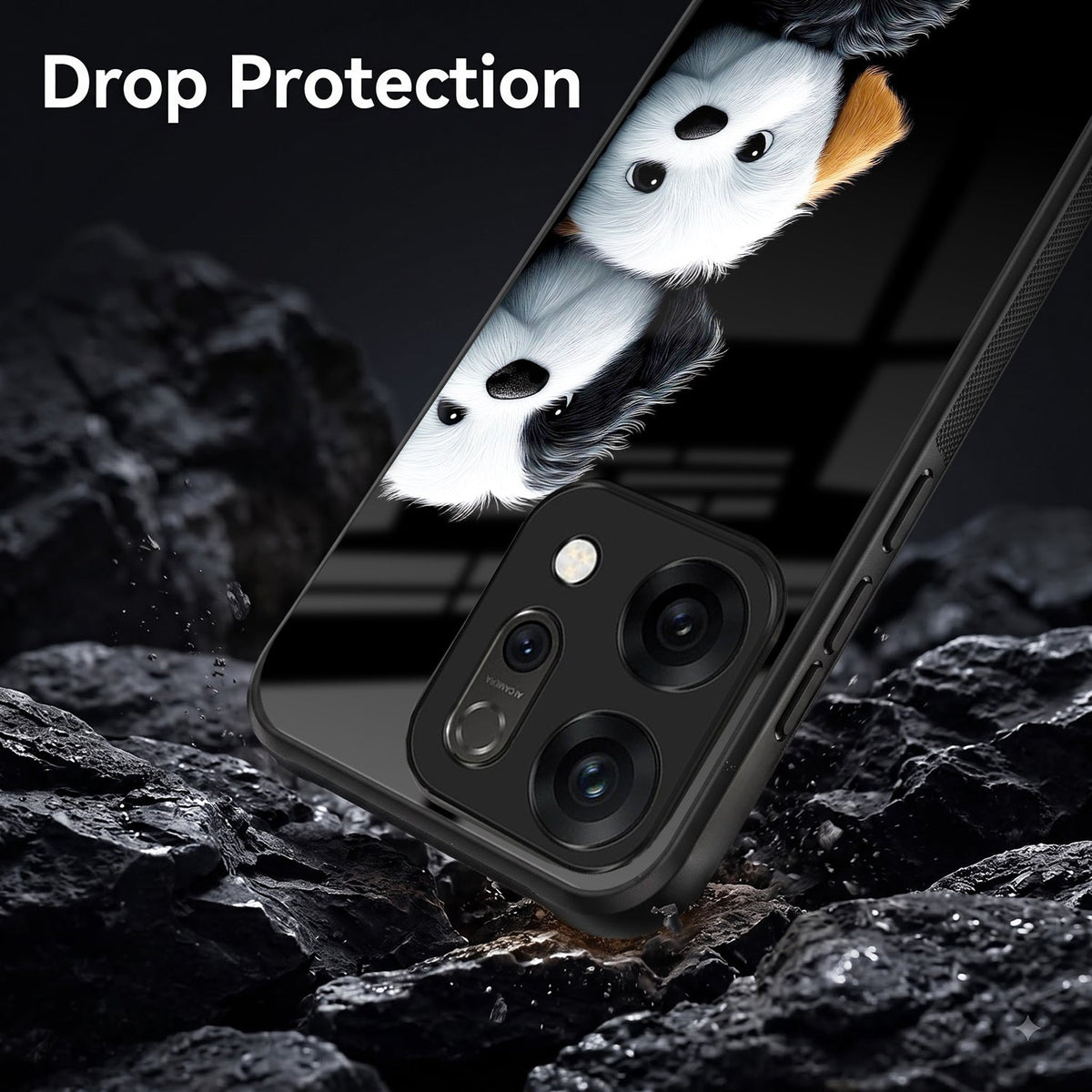 Oppo Reno 14 5G Premium Acrylic Shockproof Glass Back Case (Fluffy Puppies)