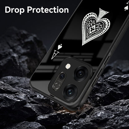 Oppo Reno 14 5G Premium Acrylic Shockproof Glass Back Case (Black Ace)