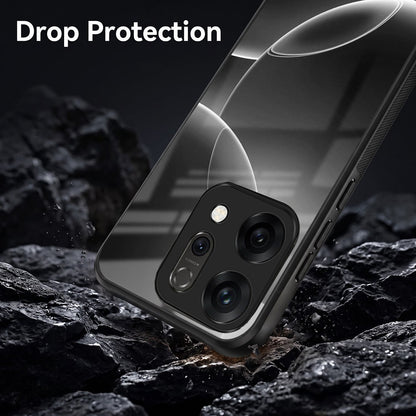 Oppo Reno 14 5G Premium Acrylic Shockproof Glass Back Case (Black Wave)