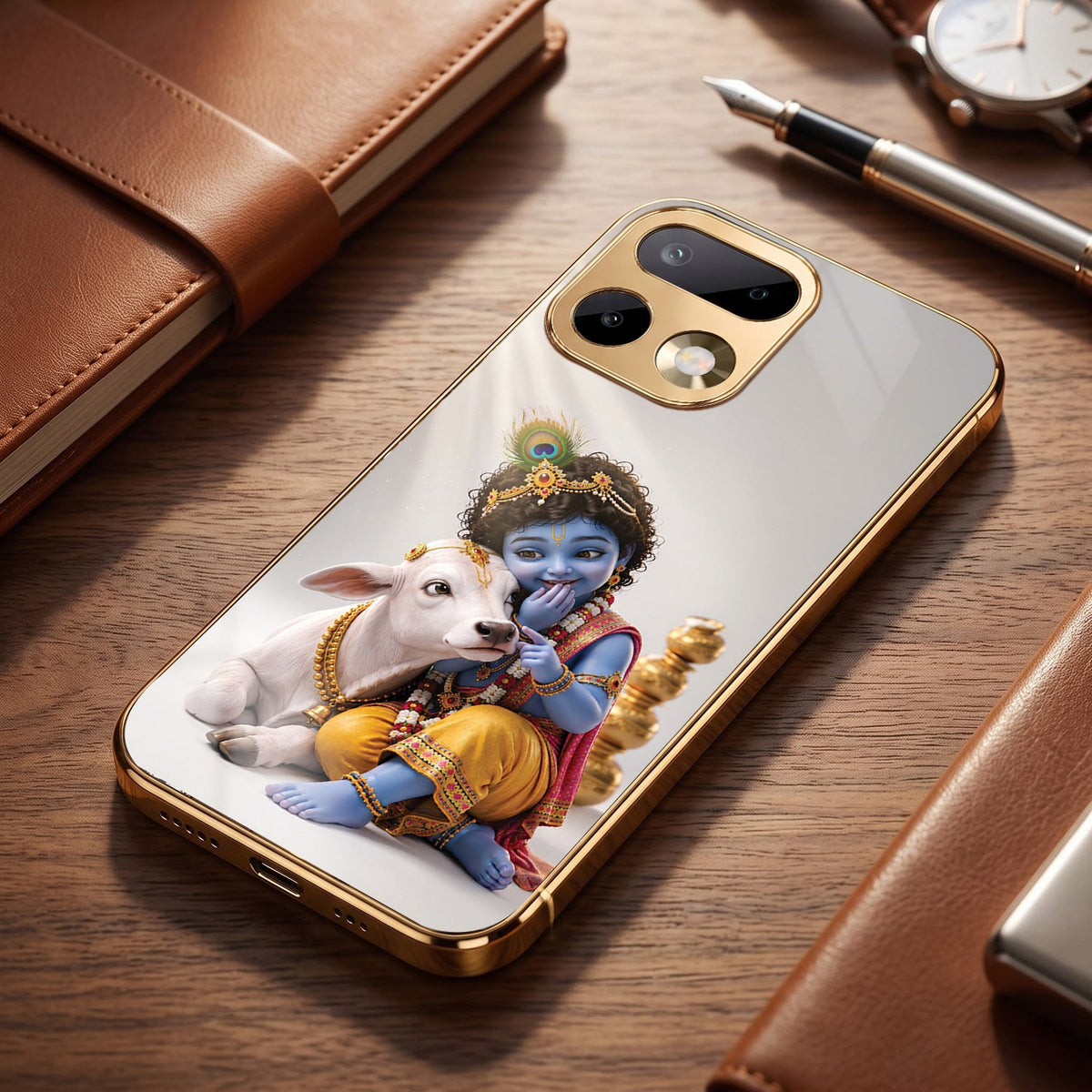 Realme 16 Pro+ 5G Bal Krishna Blessings Gold Electroplated Glass Phone Back Case