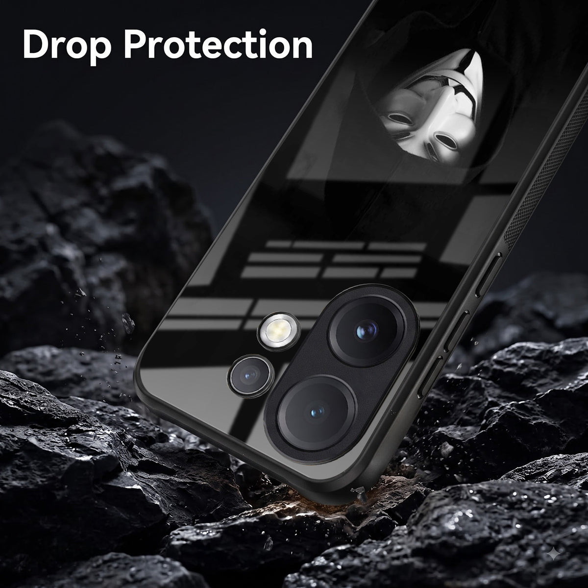 Vivo V60 5G Premium Acrylic Shockproof Glass Back Case (Dark Hacker)