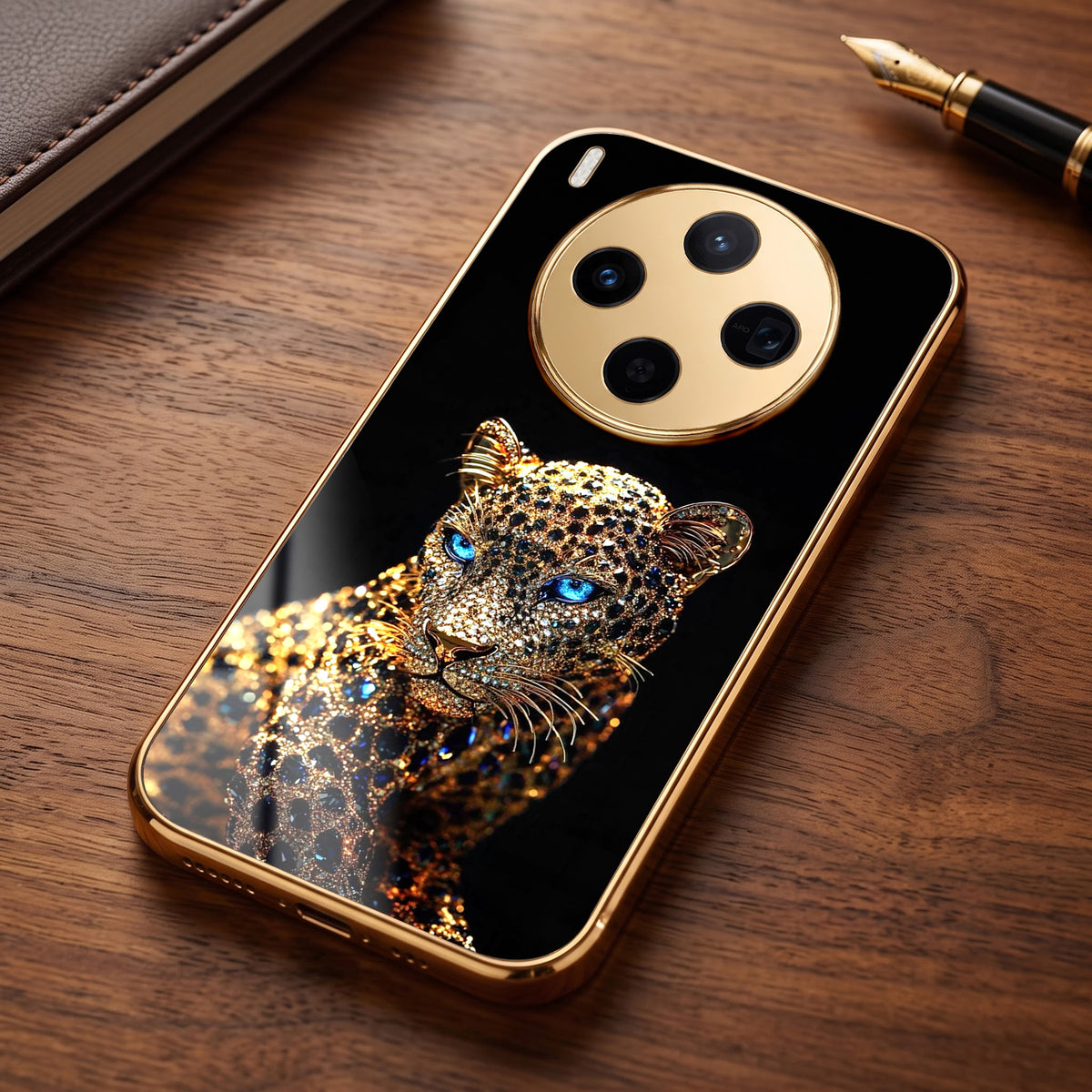 Vivo X300 5G Panther Gold Electroplated Glass Phone Back Case