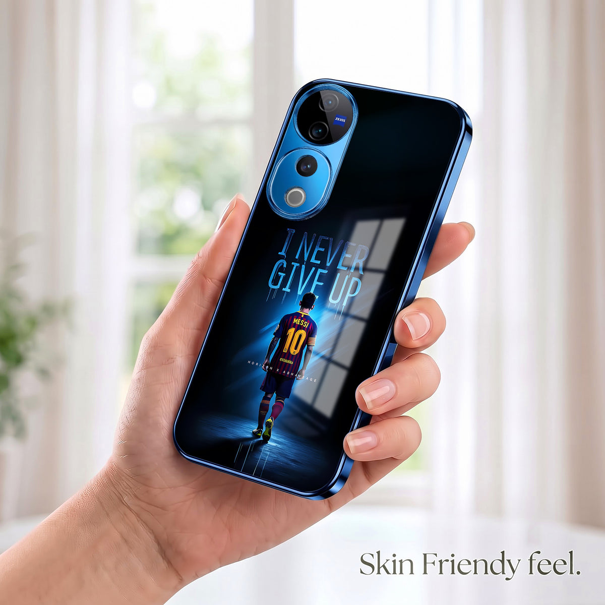Vivo V40 Pro 5G Never Give Up Blue Electroplated Glass Phone Back Case