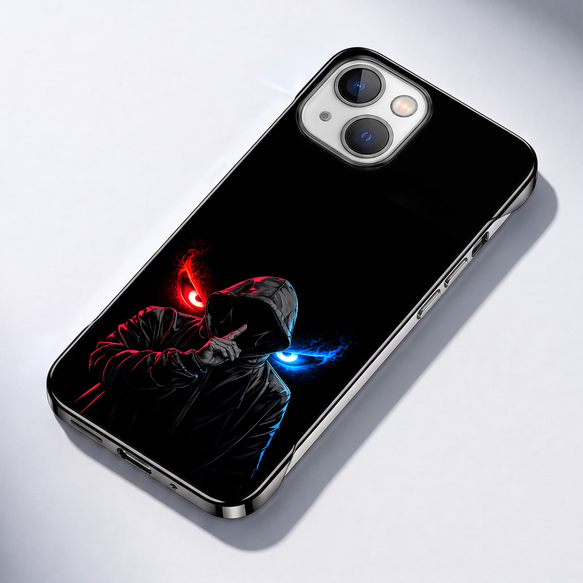 iPhone 15 5G Hooded Shadow Black Printed  Frameless Back Case