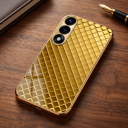 Oneplus Nord 5 5G Golden Criss Cross Gold Electroplated Glass Phone Back Case