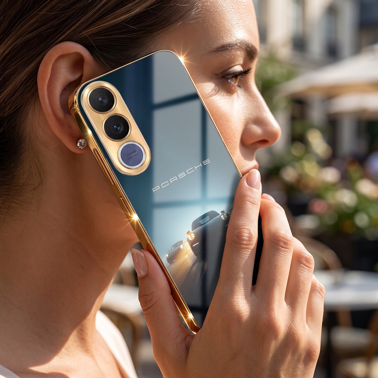 Vivo V70 Fe Porsche Luxury Gold Electroplated Glass Phone Back Case