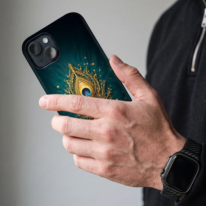 iPhone 15 5G Golden Peacock Feather Protective Cases