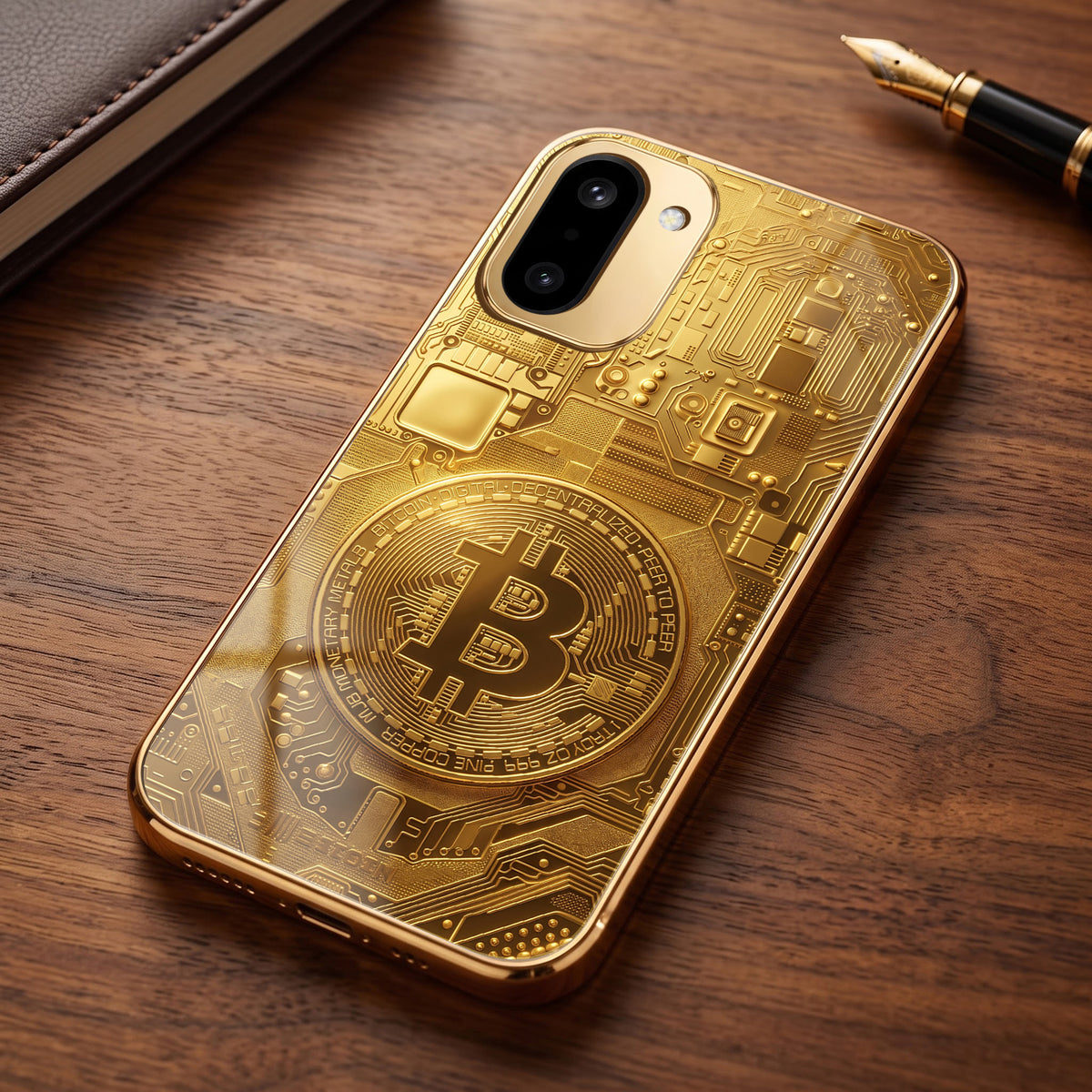 OnePlus 15R 5G Bitcoin Gold Electroplated Glass Phone Back Case