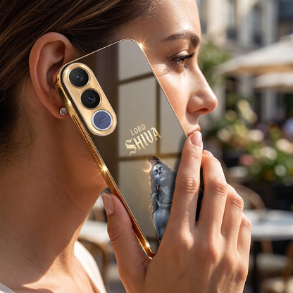 Vivo V70 Fe Lord Shiva Gold Electroplated Glass Phone Back Case