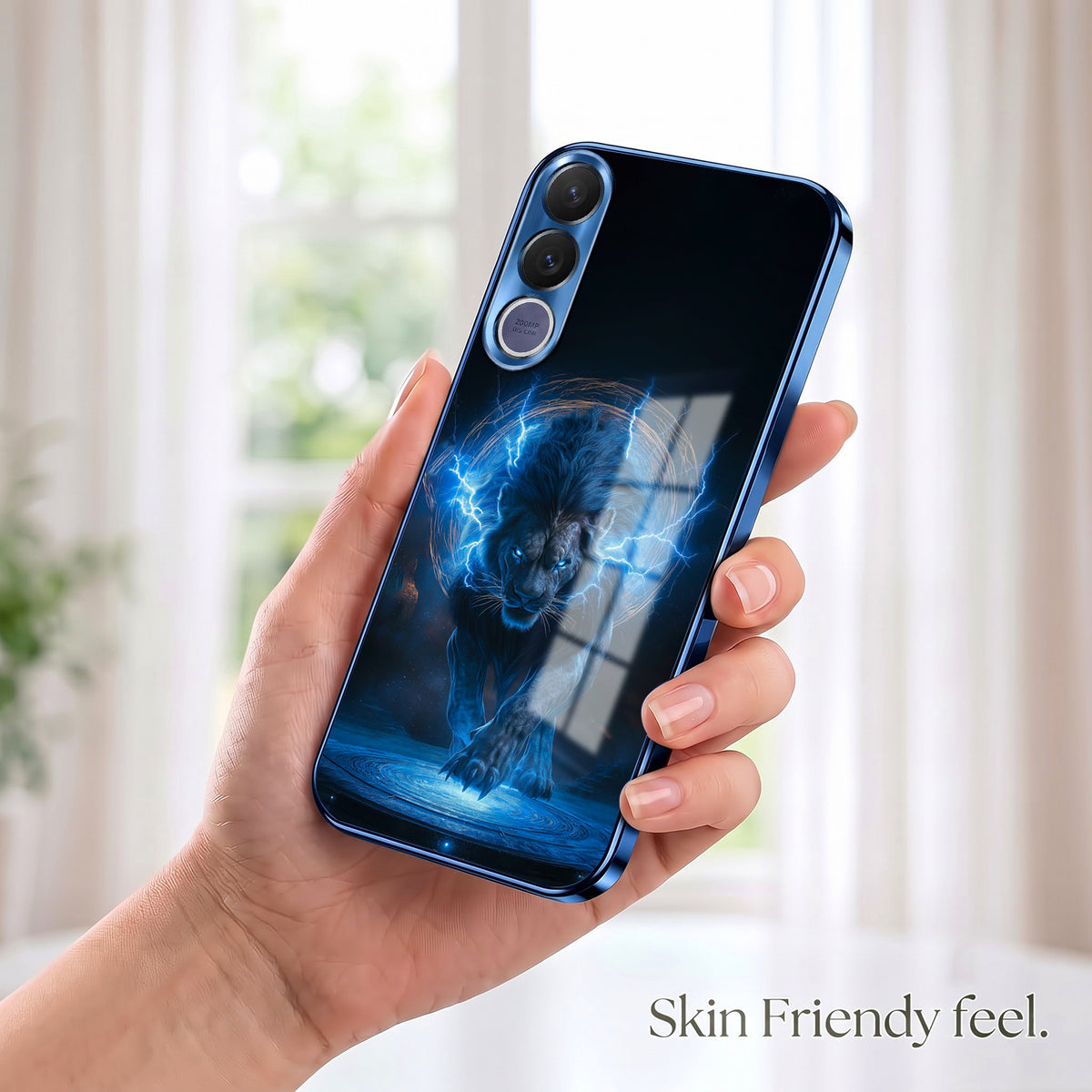 Vivo V70 FE 5G Thunder Titan Lion Blue Electroplated Glass Phone Back Case