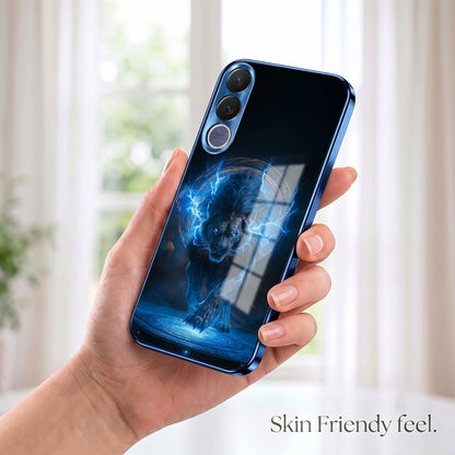 Vivo V70 FE 5G Thunder Titan Lion Blue Electroplated Glass Phone Back Case