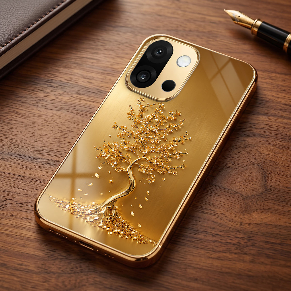 OnePlus 13s 5G Golden Tree Gold Electroplated Glass Phone Back Case