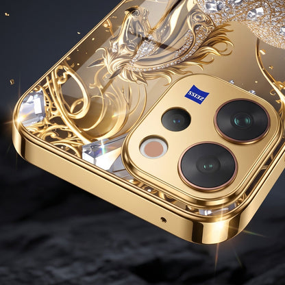 Vivo V70 5G Luxury Horse Texture Gold Electroplated Glass Phone Back Case