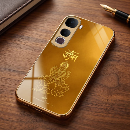 Vivo Y400 Pro 5G Shree Lakshmi Divine Gold Electroplated Glass Phone Back Case