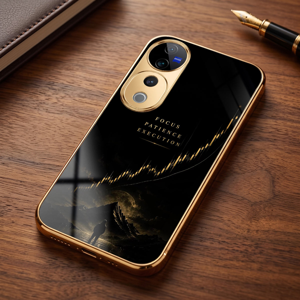 Vivo V40 Pro 5G Focus Electroplated Gold Electroplated Glass Phone Back Case