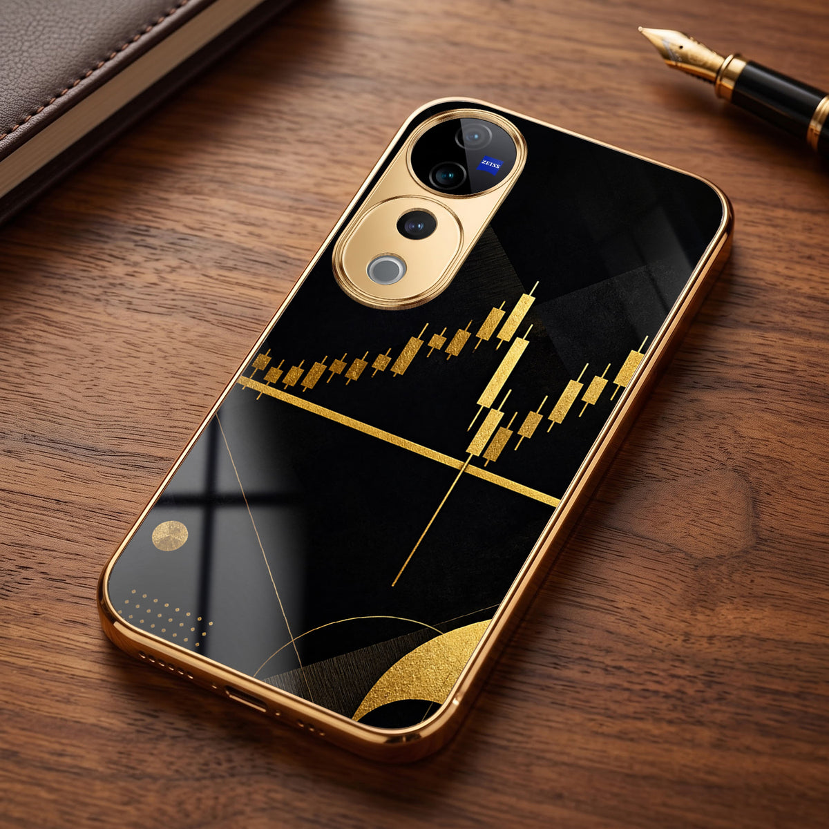 Vivo V40 Pro 5G Trading Candles Gold Electroplated Glass Phone Back Case