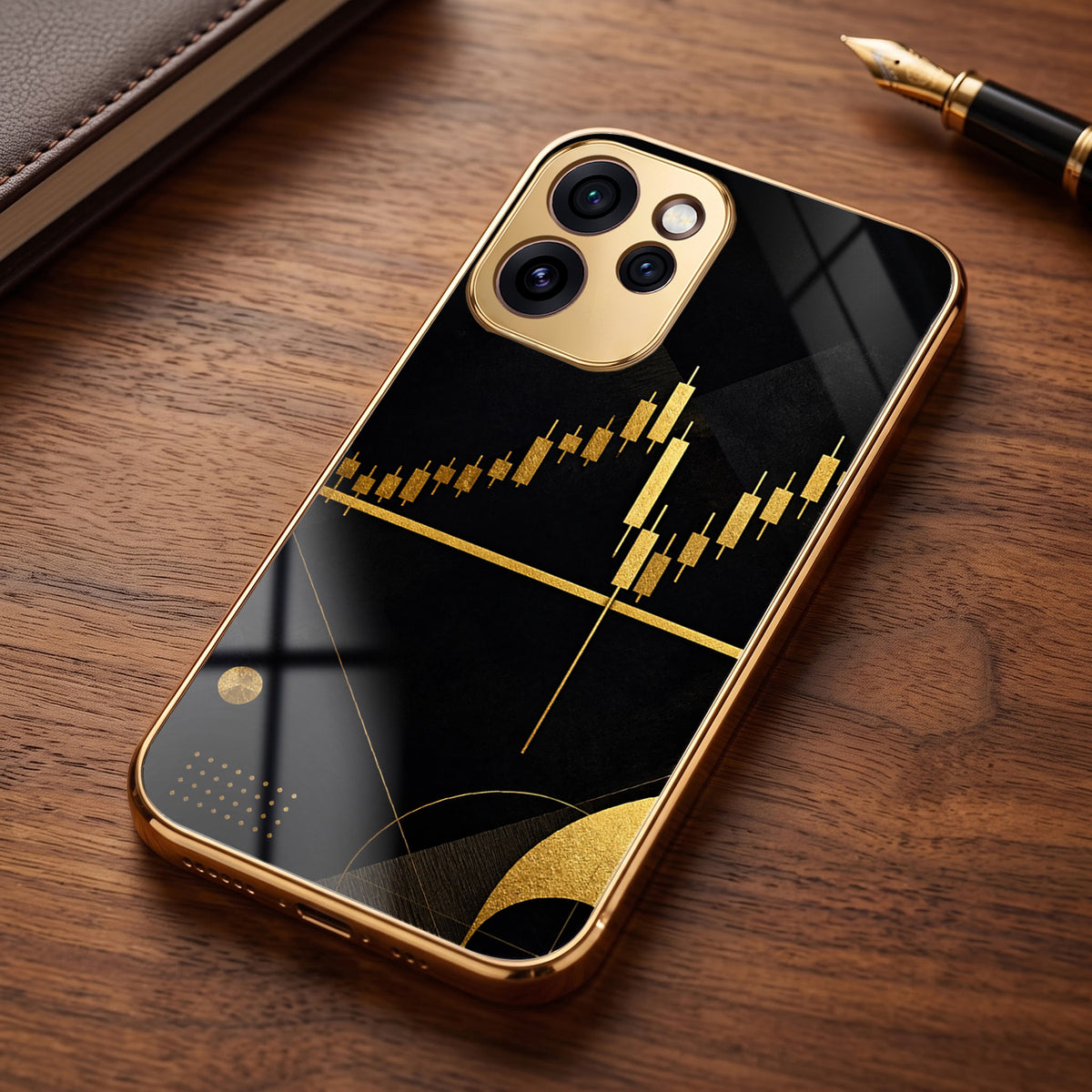 Oppo Reno 15 Pro Mini 5G Trading Candles Gold Electroplated Glass Phone Back Case