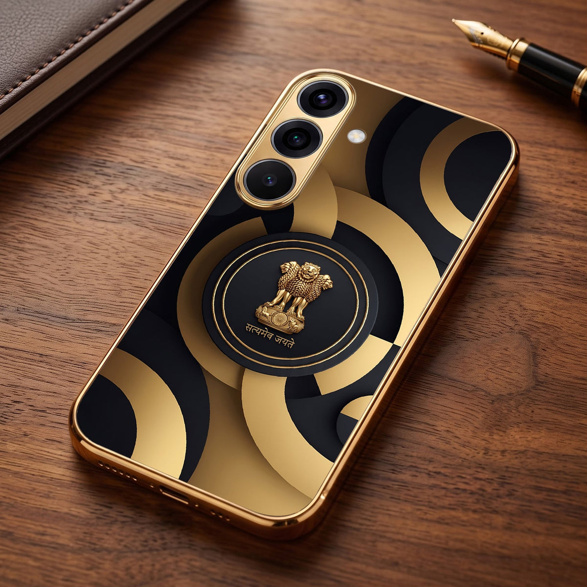 Samsung Galaxy A36 5G Royal Emblem Gold Electroplated Glass Phone Back Case