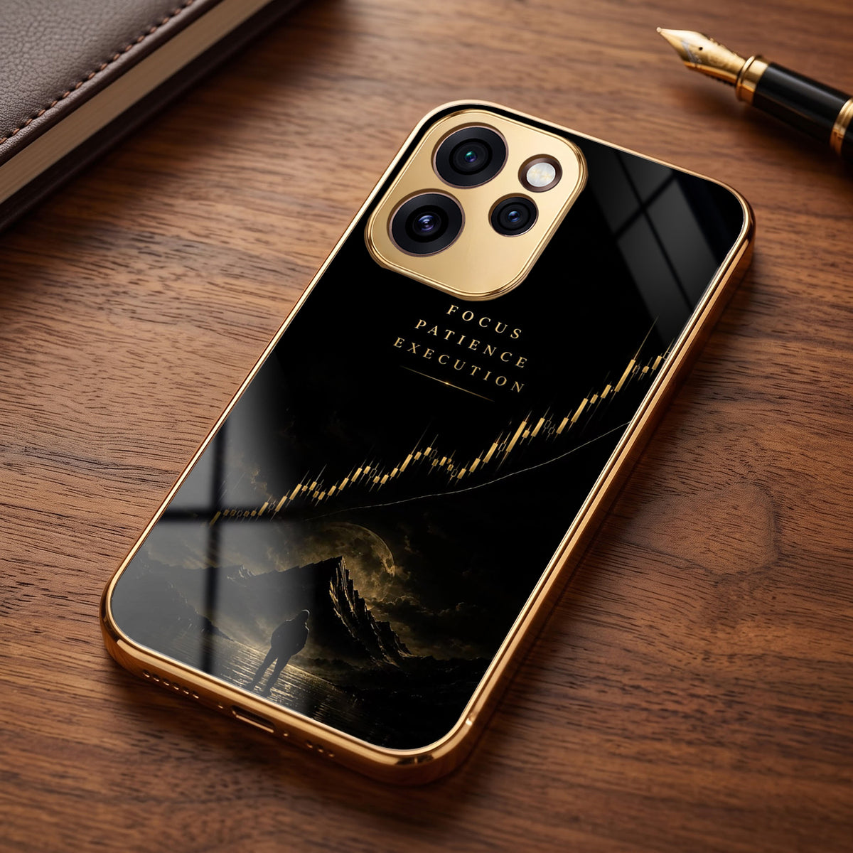 Oppo Reno 15 Pro Mini 5G Focus Gold Electroplated Glass Phone Back Case