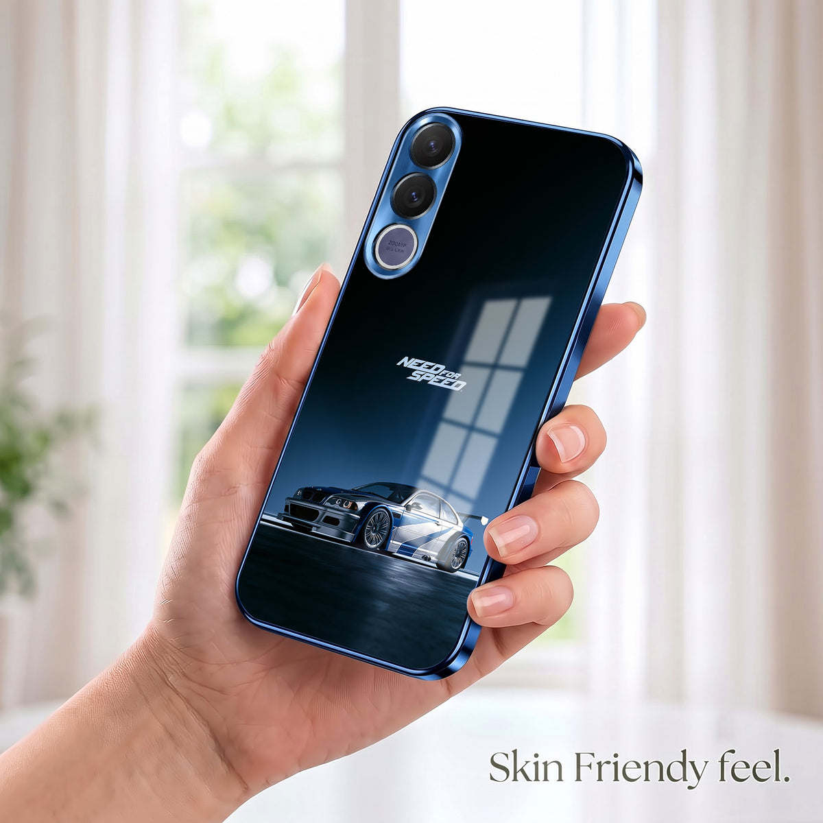 Vivo V70 FE 5G Need For Speed Blue Electroplated Glass Phone Back Case