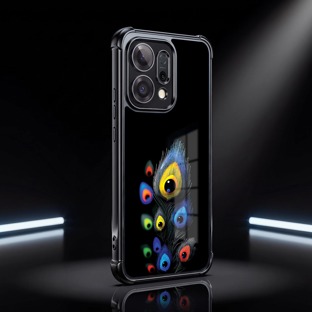 Oppo Reno 14 5G Multi-Feather Peacock Airbags Printed Back Case
