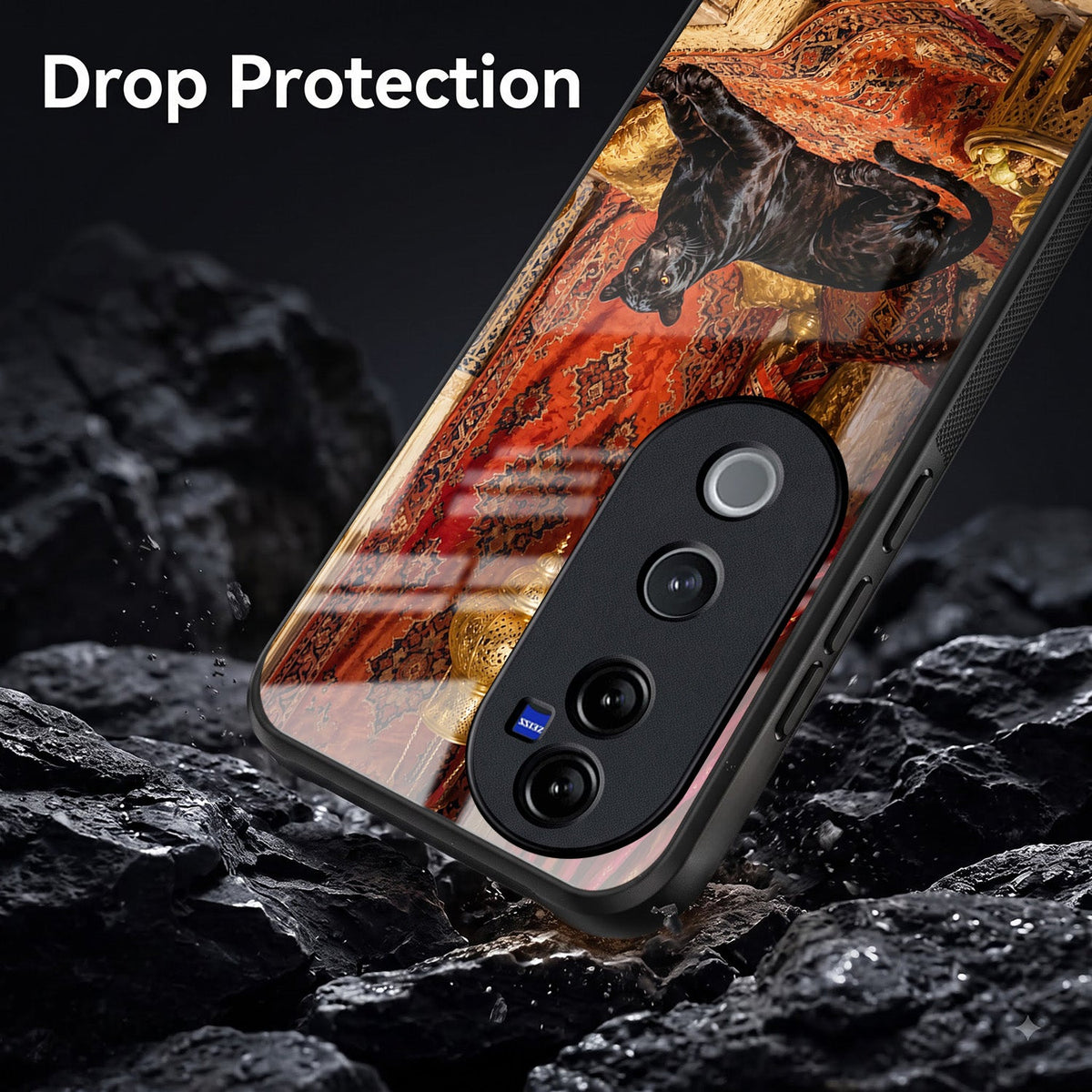 Vivo V40 Pro 5G Royal Black Panther Acrylic Glass Back Case