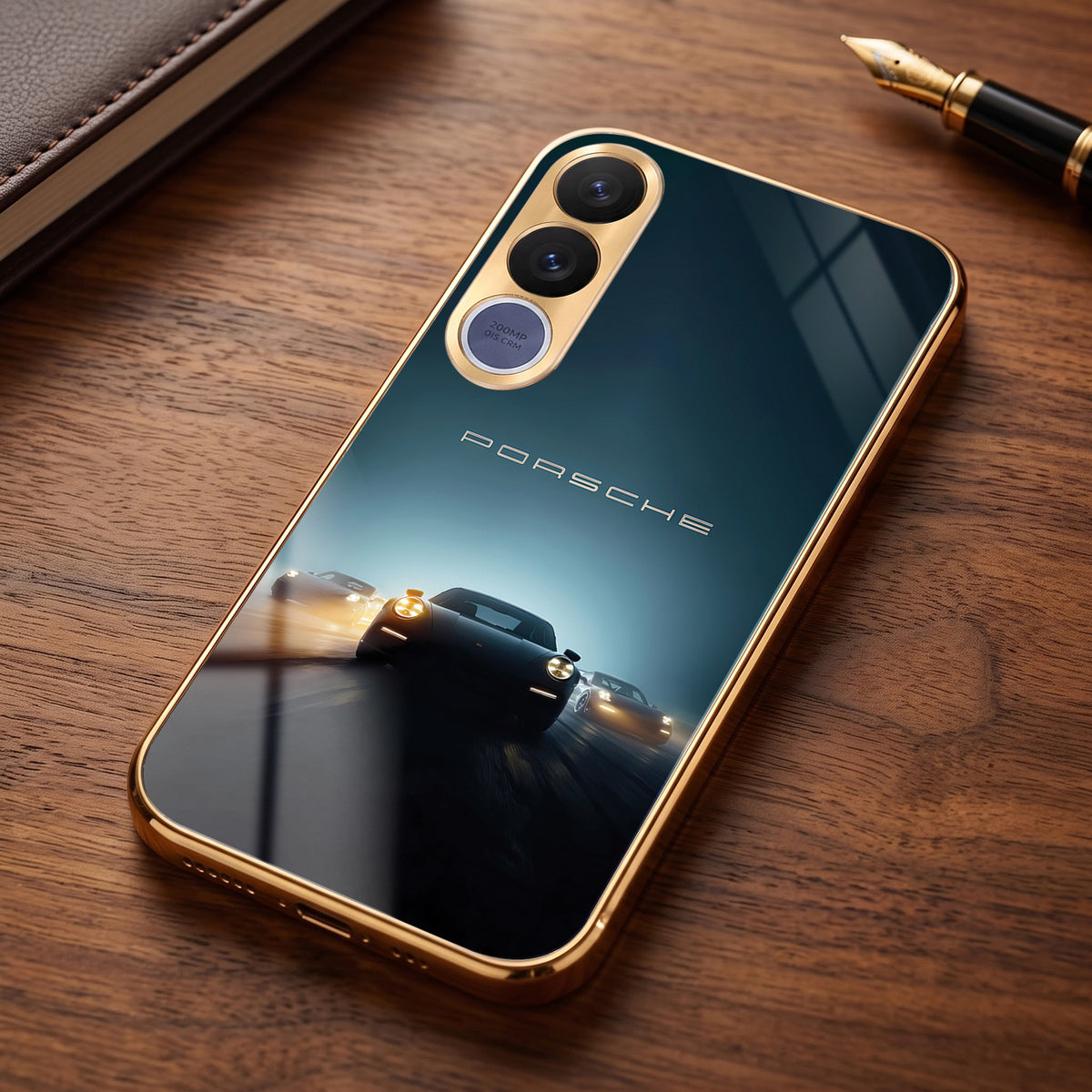 Vivo V70 Fe Porsche Luxury Gold Electroplated Glass Phone Back Case
