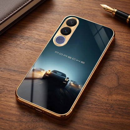 Vivo V70 Fe Porsche Luxury Gold Electroplated Glass Phone Back Case