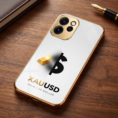 Oppo Reno 15 Pro Mini 5G Luxury XAU/USD Gold Electroplated Glass Phone Back Case
