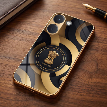 Poco X8 Pro 5G Royal Emblem Gold Electroplated Glass Phone Back Case