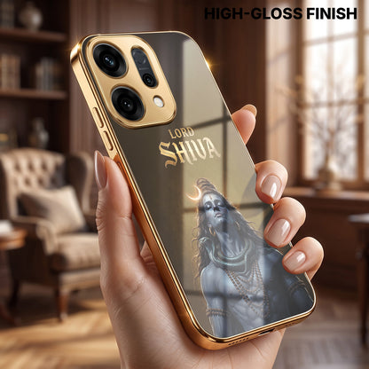 Oppo Reno 14 5G Lord Shiva Gold Electroplated Glass Phone Back Case