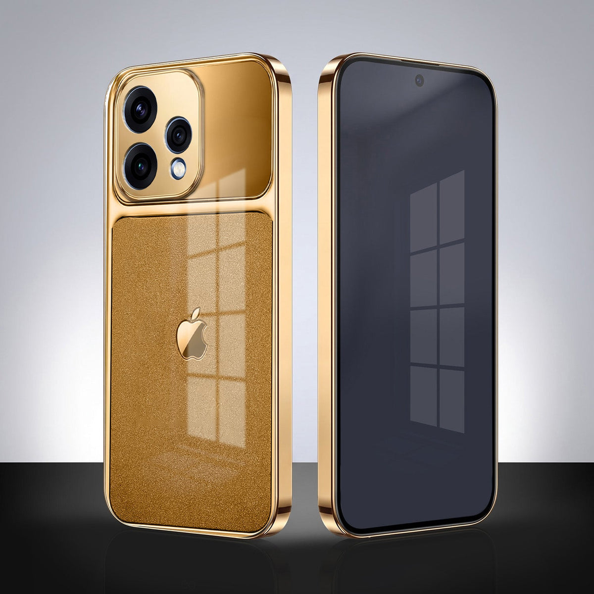 Oppo Reno 15 5G Royal Touch Apple Gold Electroplated Glass Phone Back Case